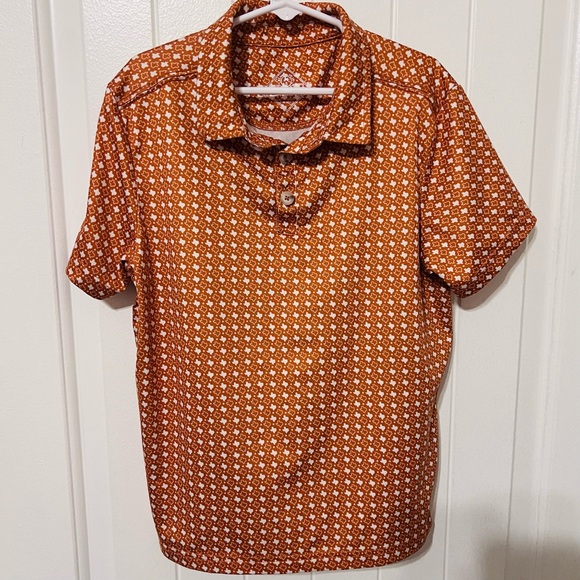 Burlebo Boys Performance Polo Orange and White Texas, Size Medium (8) - Picture 4 of 6